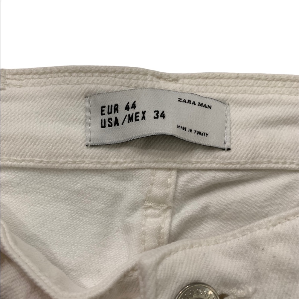 πHPπ Zara Man White Ripped-Knee Skinny Jeans Size 34 used - Picture 3 of 4